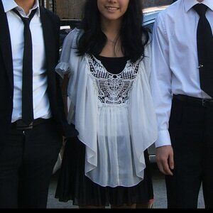 Free people - Crochet flutter sleeve top - White S